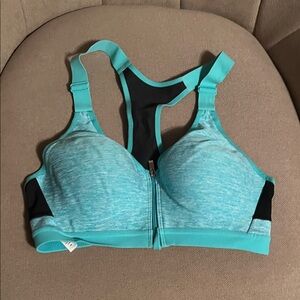 VSX 34B  Front-Zip High-Support Sports Bra in Aqua Teal